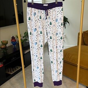 T factor Women's size Med Pajama Pants with Purple Trim